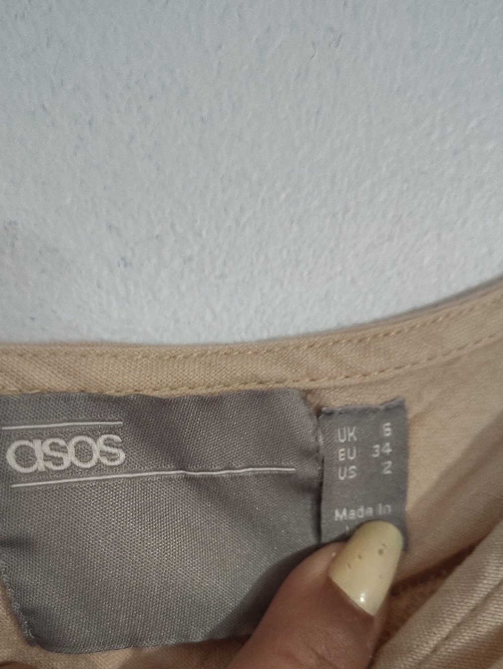 ASOS Beige Button-Front Mini Dress - Picture 6 of 7